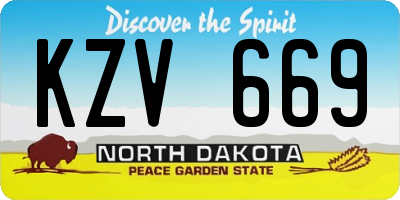 ND license plate KZV669