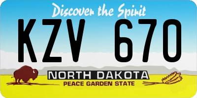 ND license plate KZV670