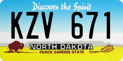 ND license plate KZV671