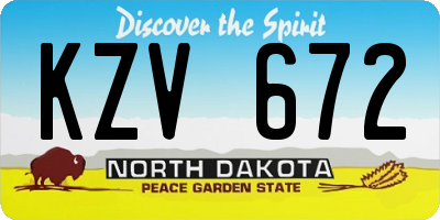 ND license plate KZV672