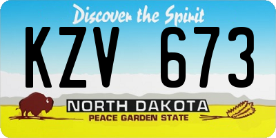 ND license plate KZV673