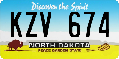 ND license plate KZV674