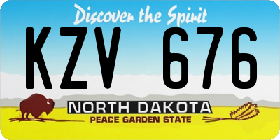 ND license plate KZV676