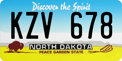 ND license plate KZV678