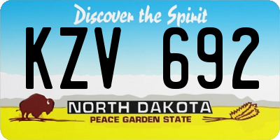 ND license plate KZV692