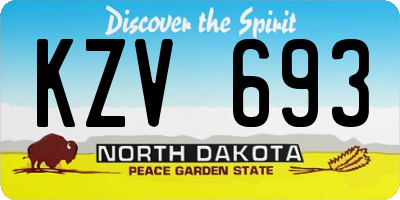 ND license plate KZV693