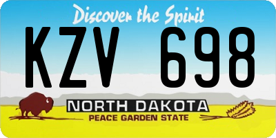 ND license plate KZV698