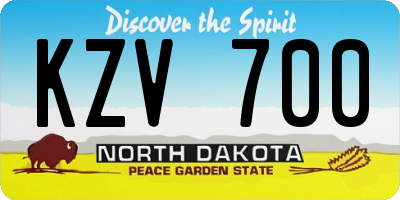 ND license plate KZV700