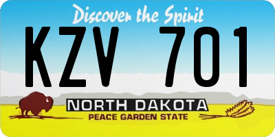 ND license plate KZV701