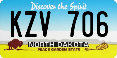 ND license plate KZV706