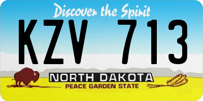 ND license plate KZV713