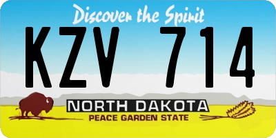 ND license plate KZV714