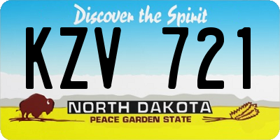 ND license plate KZV721
