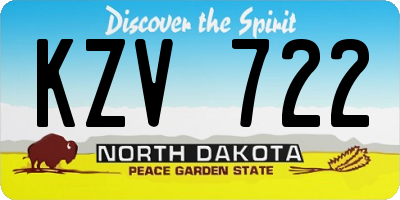 ND license plate KZV722