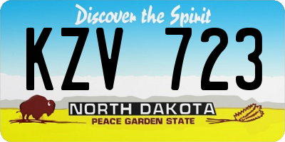 ND license plate KZV723