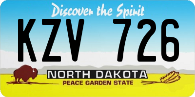 ND license plate KZV726
