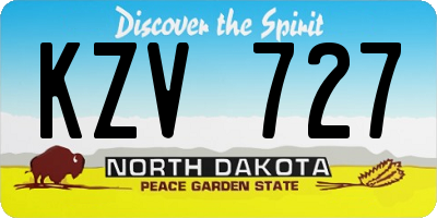 ND license plate KZV727