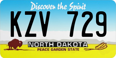 ND license plate KZV729