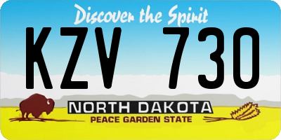 ND license plate KZV730