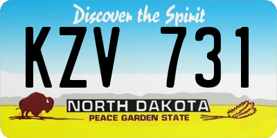 ND license plate KZV731