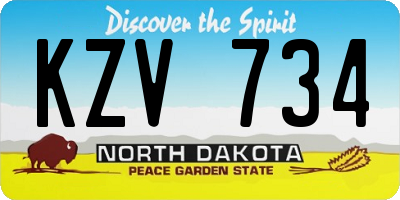 ND license plate KZV734