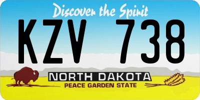 ND license plate KZV738