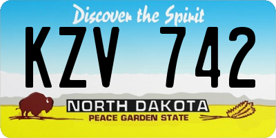 ND license plate KZV742