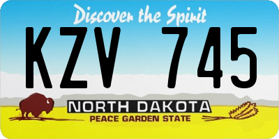 ND license plate KZV745