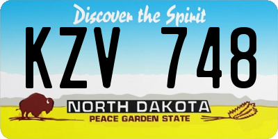 ND license plate KZV748