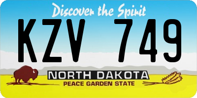 ND license plate KZV749