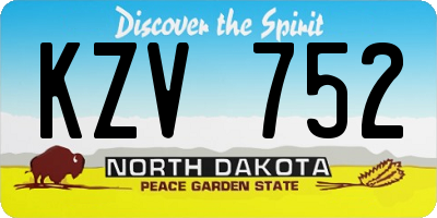 ND license plate KZV752