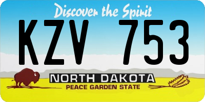 ND license plate KZV753