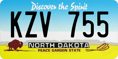 ND license plate KZV755