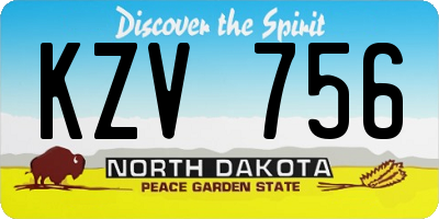 ND license plate KZV756