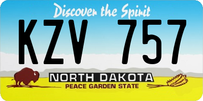 ND license plate KZV757