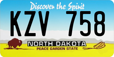 ND license plate KZV758