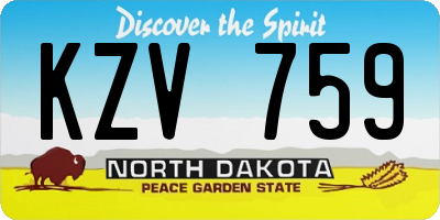 ND license plate KZV759