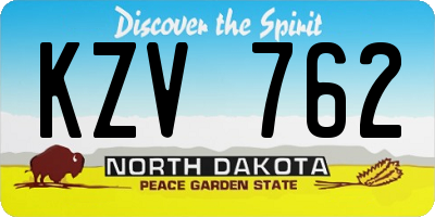 ND license plate KZV762