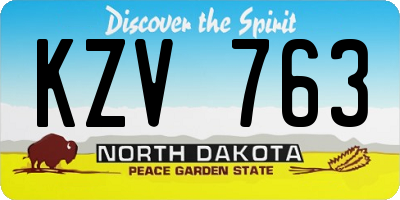 ND license plate KZV763