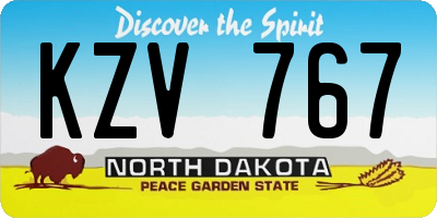 ND license plate KZV767