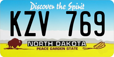 ND license plate KZV769