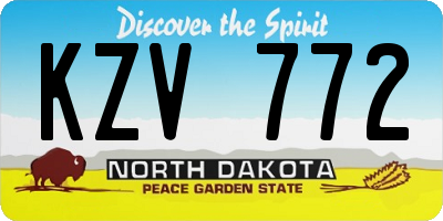 ND license plate KZV772