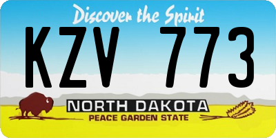 ND license plate KZV773