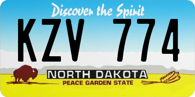 ND license plate KZV774