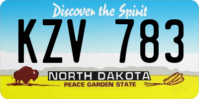 ND license plate KZV783