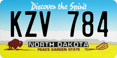 ND license plate KZV784