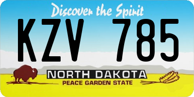 ND license plate KZV785