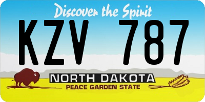 ND license plate KZV787