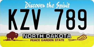 ND license plate KZV789