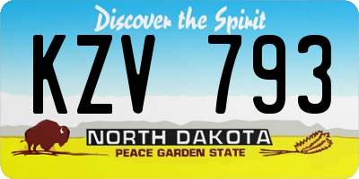 ND license plate KZV793